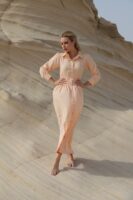 Waist tie long sleeves dress