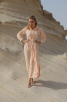 Waist tie long sleeves dress